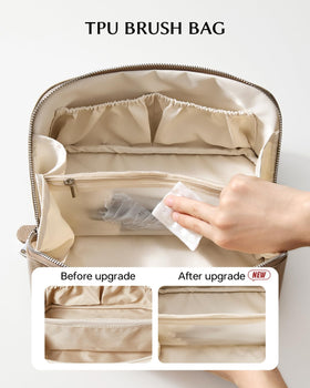 Eachy travel makeup bag wide opening for easy access to cosmetics