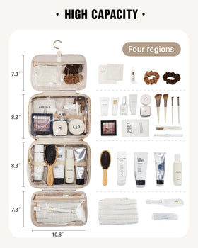 EACHY Travel Toiletry Bag 360-degree Hook allows flexible hanging options.