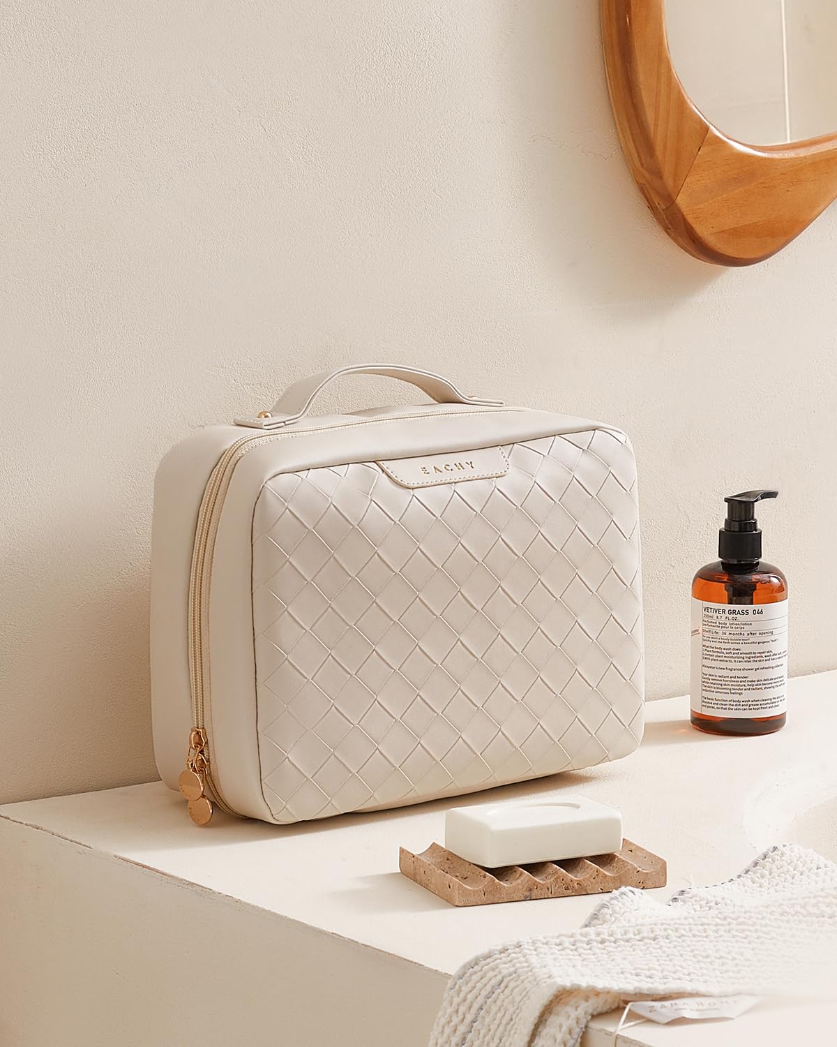 EACHY Travel Toiletry Bag rolled size fits compact luggage spaces.
