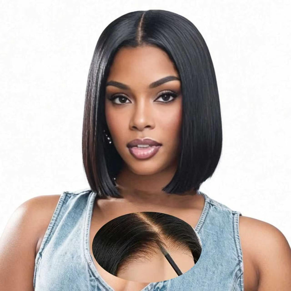 EAGERA Bob glueless wig 12-inch straight—natural daily wear.
