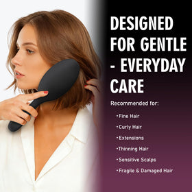 EAGLE FORTRESS brush with nylon bristles detangles wet hair with gentle glide.