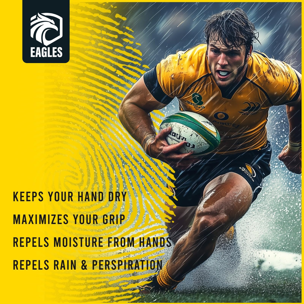 Weightlifter's bar grip stays secure with EAGLES Dry Hand