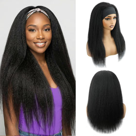 EAOIS headband wig 22in kinky straight close-up showing natural texture for everyday styling