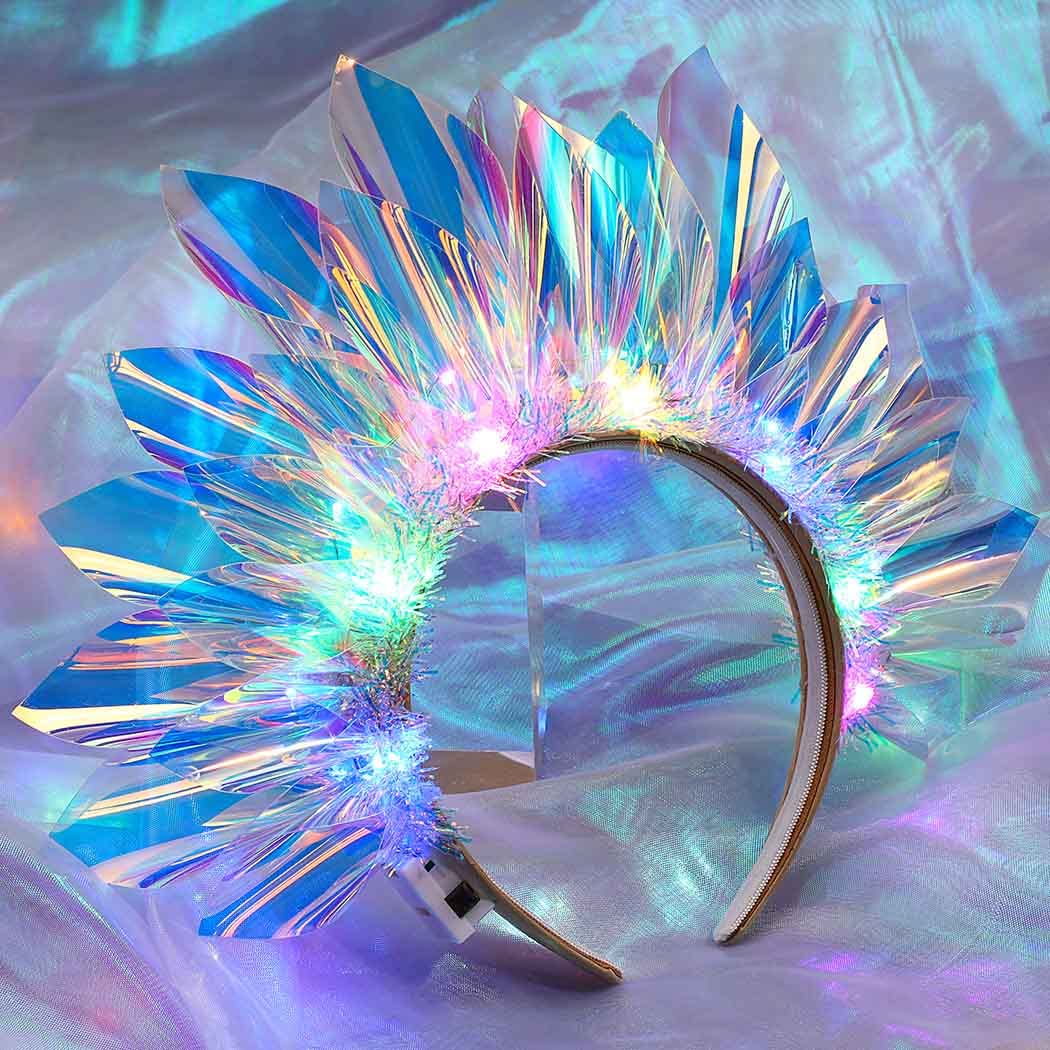 EARENT LED headband worn by model for bold party look at night events