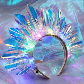 EARENT LED headband worn by model for bold party look at night events
