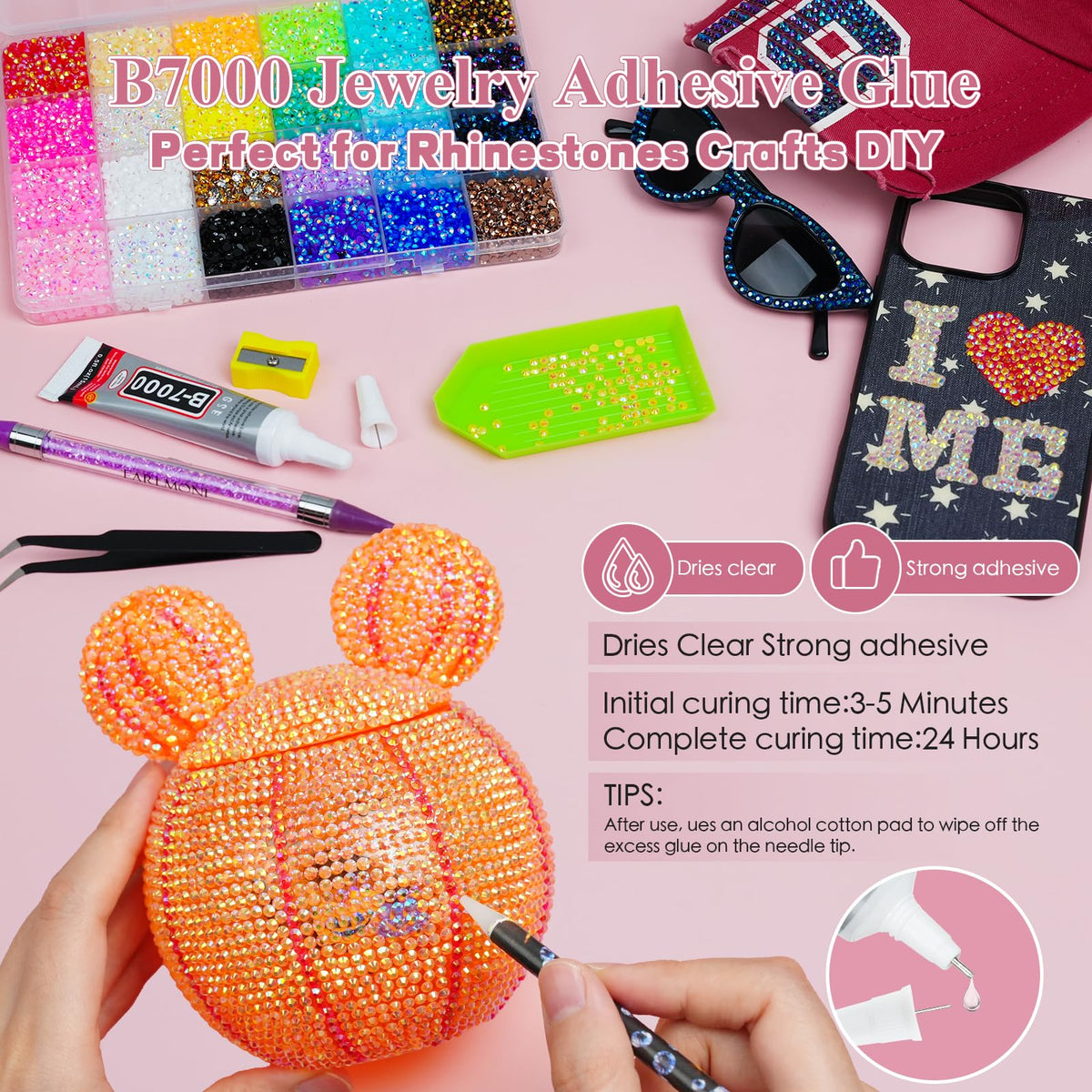 EARLMONI nail art tray keeps rhinestones organized during crafting