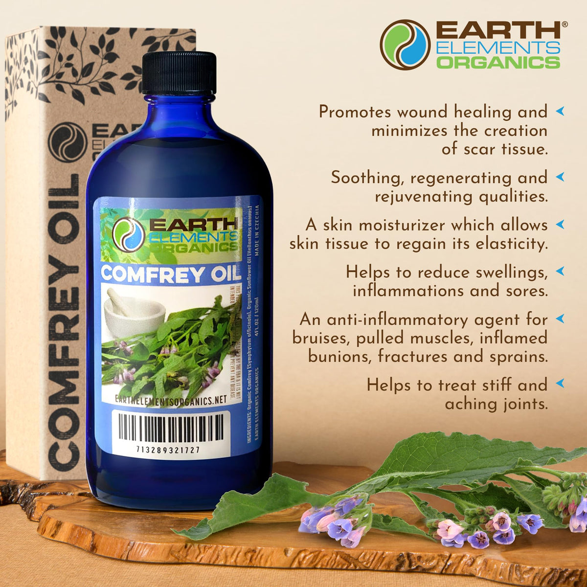 Family care scene with Earth Elements Comfrey Oil for all ages.