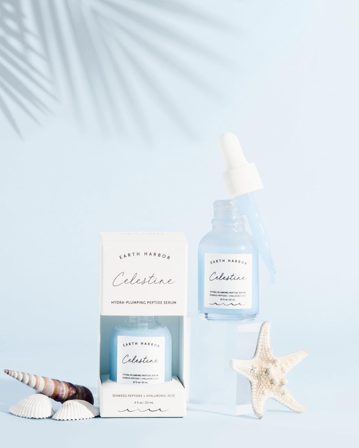 Earth Harbor Celestine texture close-up showing lightweight hydration for daily use.