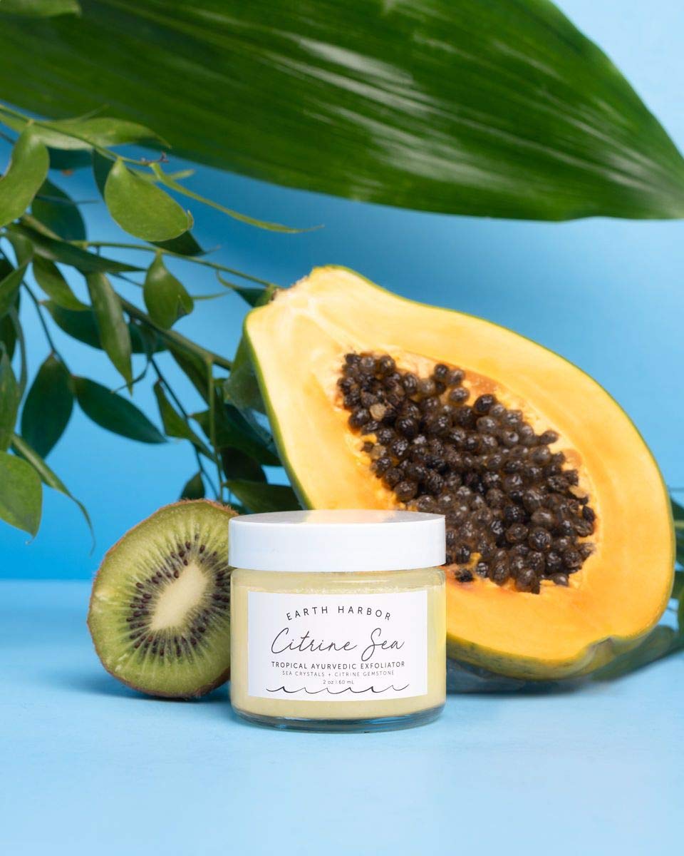 Earth Harbor Citrine Sea Purifying Exfoliation Potion on counter with citrus hints