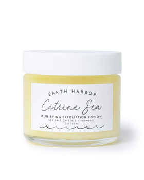 Earth Harbor Citrine Sea Purifying Exfoliation Potion jar with textured polish for blemish-prone skin