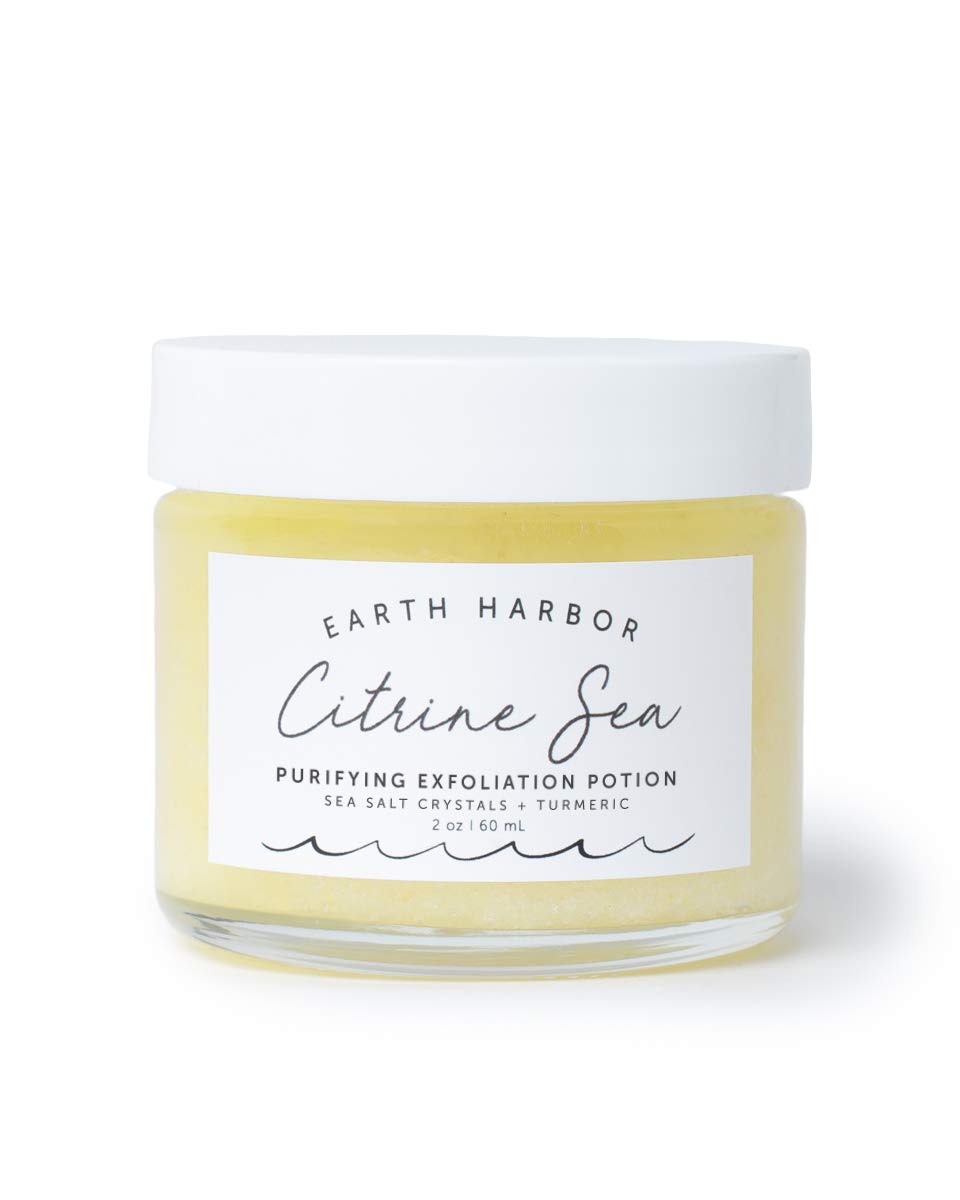 Earth Harbor Citrine Sea Purifying Exfoliation Potion jar with textured polish for blemish-prone skin