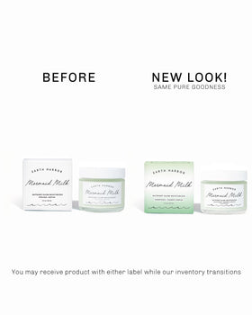 Earth Harbor Mermaid Milk dot tester demonstrates quick absorption on skin.