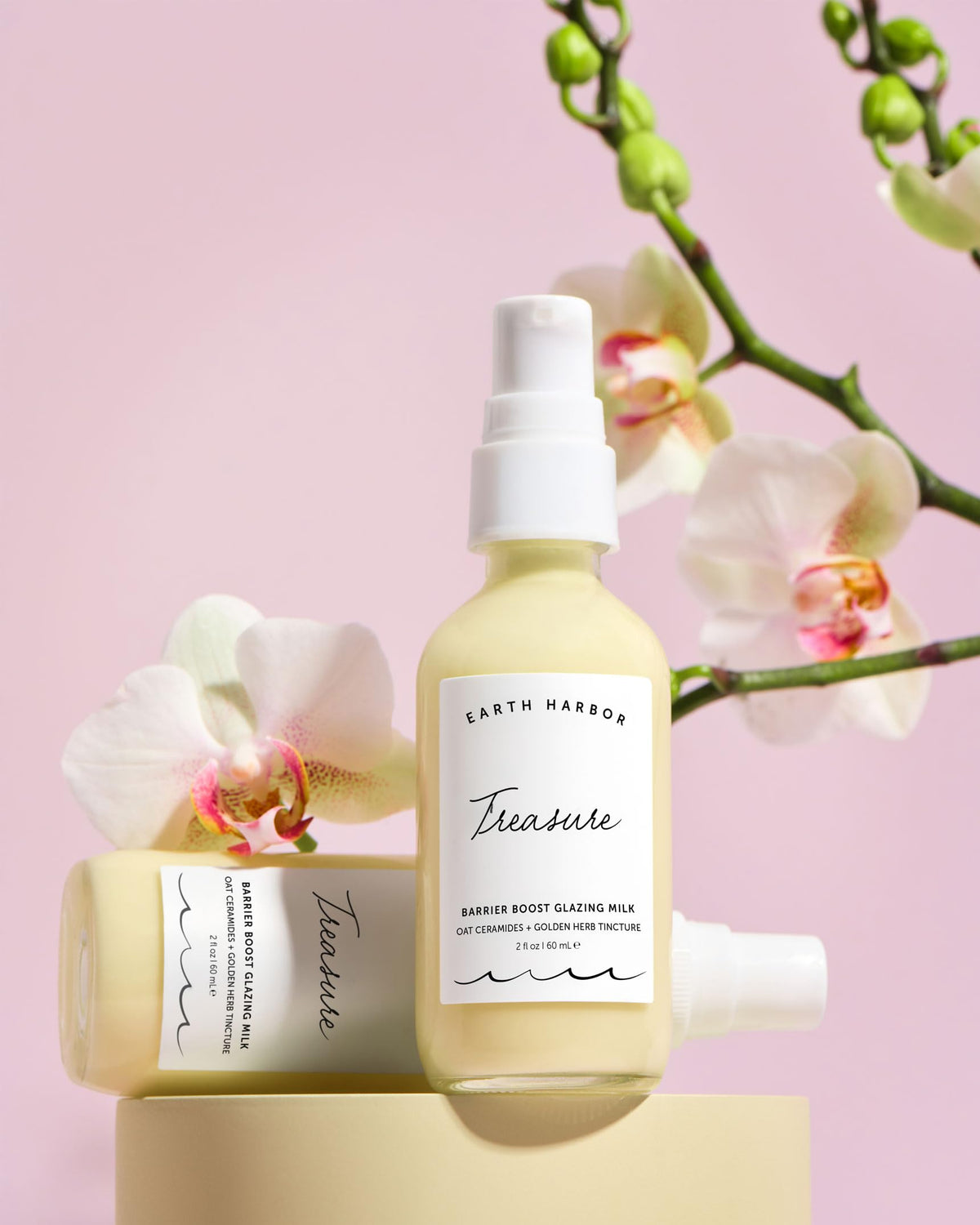 Earth Harbor Treasure Barrier Boost ingredients highlight oat ceramides and botanicals.