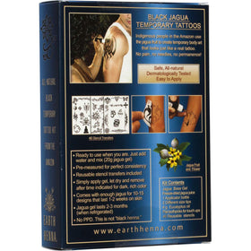 Earth Henna Jagua Kit with pre-measured gel and reusable stencil transfers for precise designs