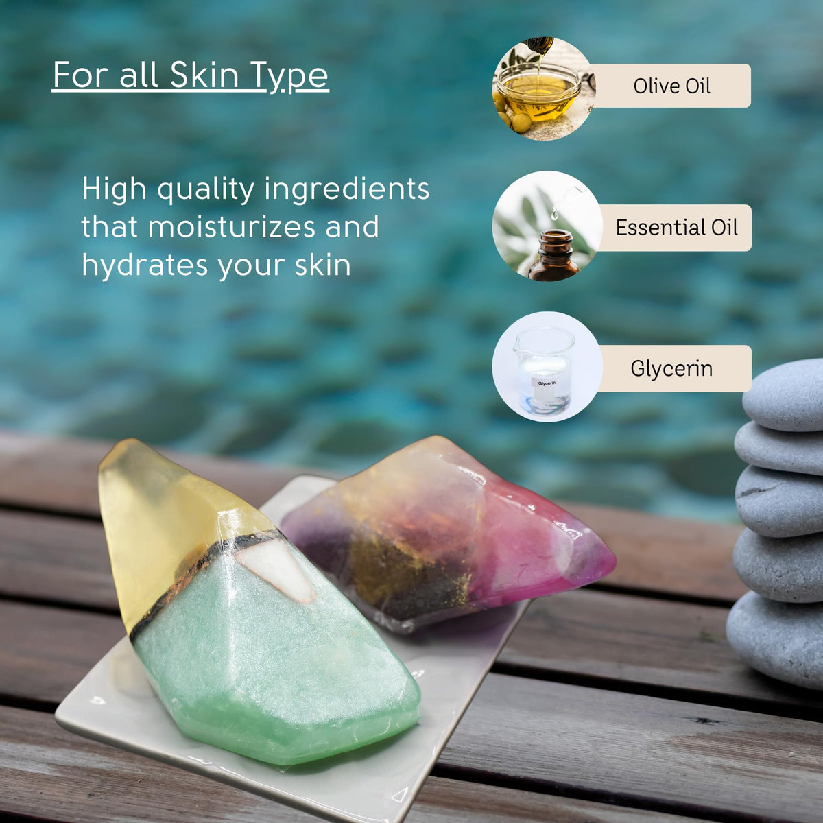 Earth & Home Tiger Eye crystal soap adds natural display in the shower