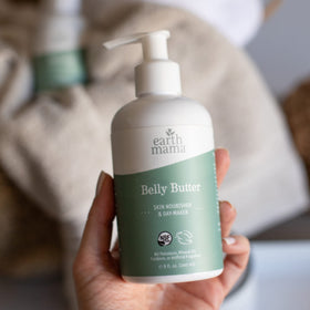 Earth Mama Belly Butter duo-pack display for maternity skincare routine.