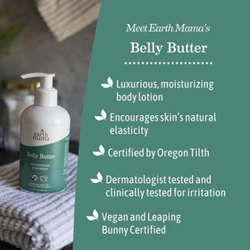 Earth Mama Belly Butter texture closeup showing creamy, non-greasy feel.