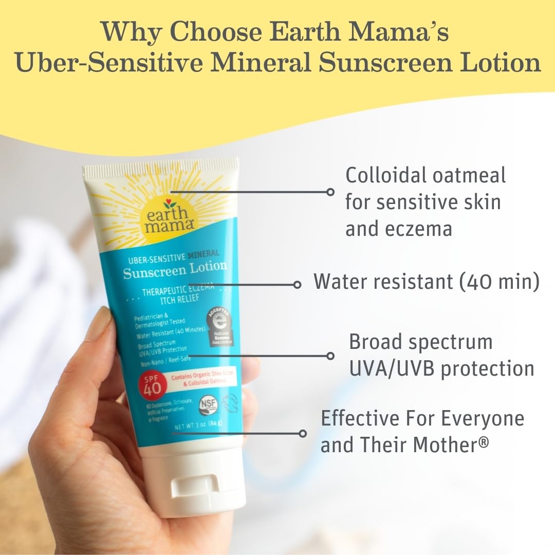 Earth Mama Sunscreen Water-Resistant 40 Minutes demonstrates swimming-friendly protection.
