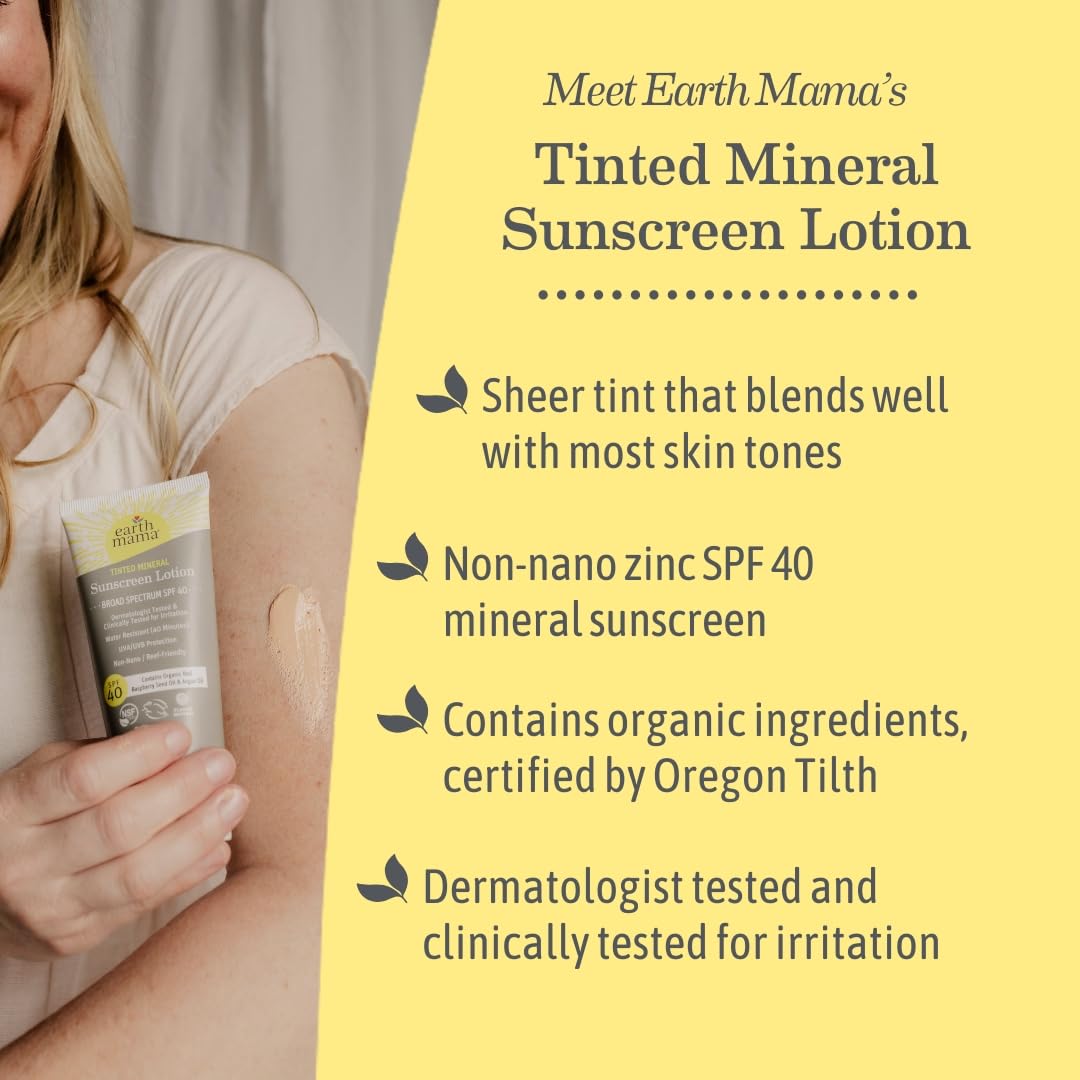Earth Mama tinted sunscreen on skin showing natural, seamless blend