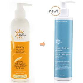 Earth Science ADE Creamy Cleanser texture close-up shows creamy lather for sensitive skin