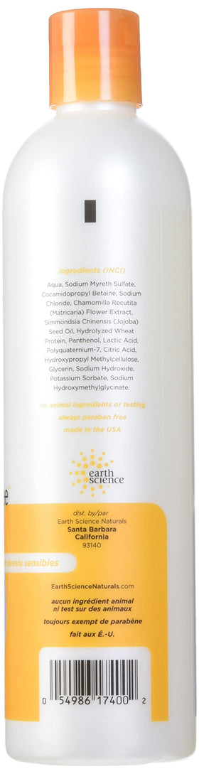 Earth Science Fragrance Free Shampoo pour shot demonstrates gentle cleansing action.