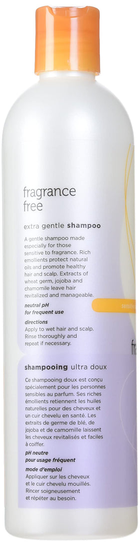 Earth Science Fragrance Free Shampoo front bottle highlights fragrance-free formula.