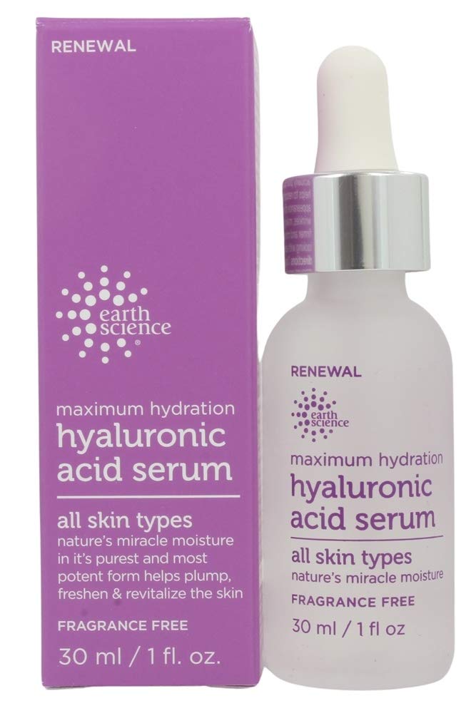Earth Science Hyaluronic Acid Serum bottle for daily hydration.