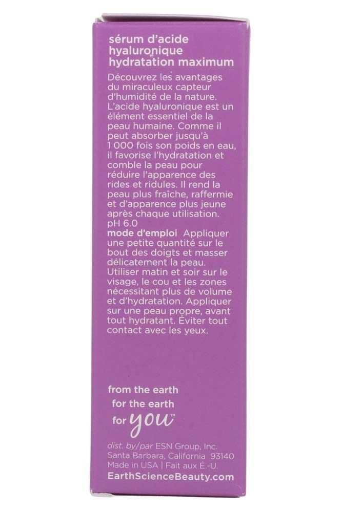 Earth Science Hyaluronic Acid Serum with a simple daily routine.