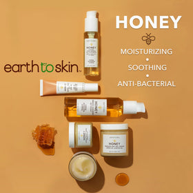 Earth To Skin Manuka Honey Serum used on neck and eye area for gentle hydration.
