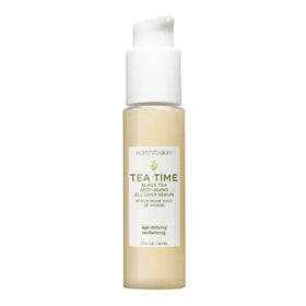 Earth To Skin Tea Time serum bottle highlighting hydration and antioxidant blend.