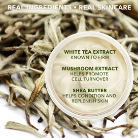 Earth To Skin Tea Time White Tea Day Cream bottle label features antioxidants and natural ingredients