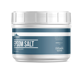 Earthborn Elements Epsom Salt bottle ready for soaking sessions.