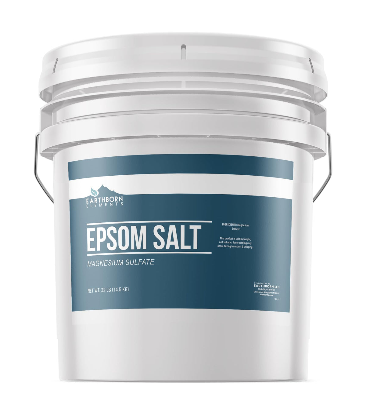 Earthborn Elements Epsom Salt bulk bucket for easy storage and long-term use.