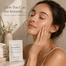 Earthen Skincare enzyme exfoliant texture highlighted, gentle yet effective polish.