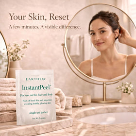 Earthen Skincare pore smoothing action on skin surface.