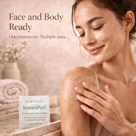 Earthen Skincare quick-brightening look after exfoliation on dull areas.