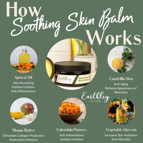 Earthley Soothing Skin Balm jar back shows safe, family-friendly hydration