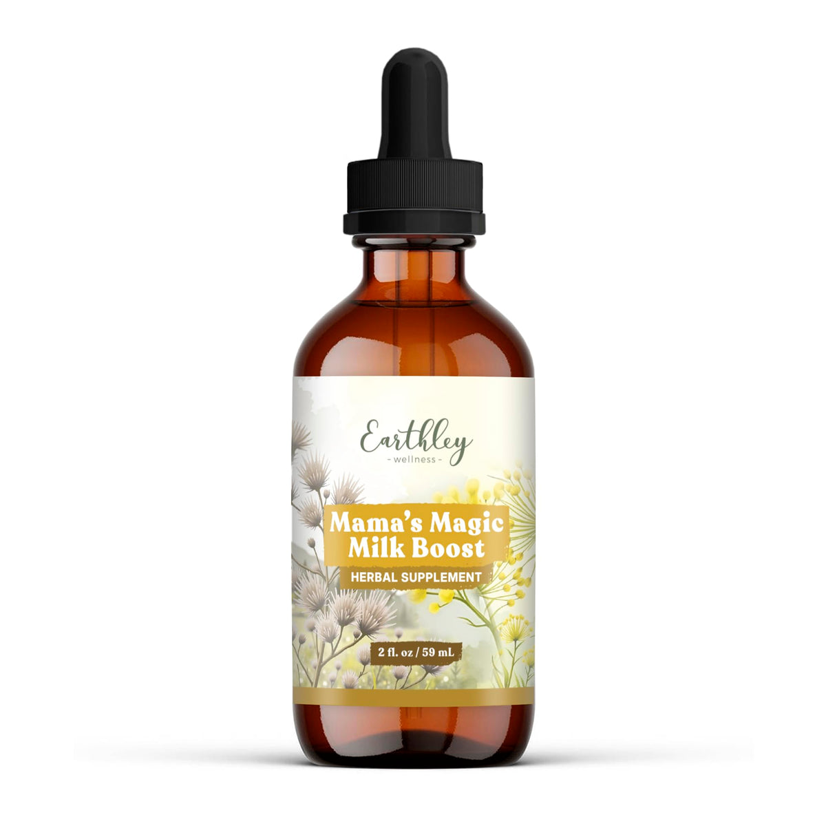 Earthley Wellness Mama’s Magic Milk Boost bottle front—clear label for quick, confident purchase.
