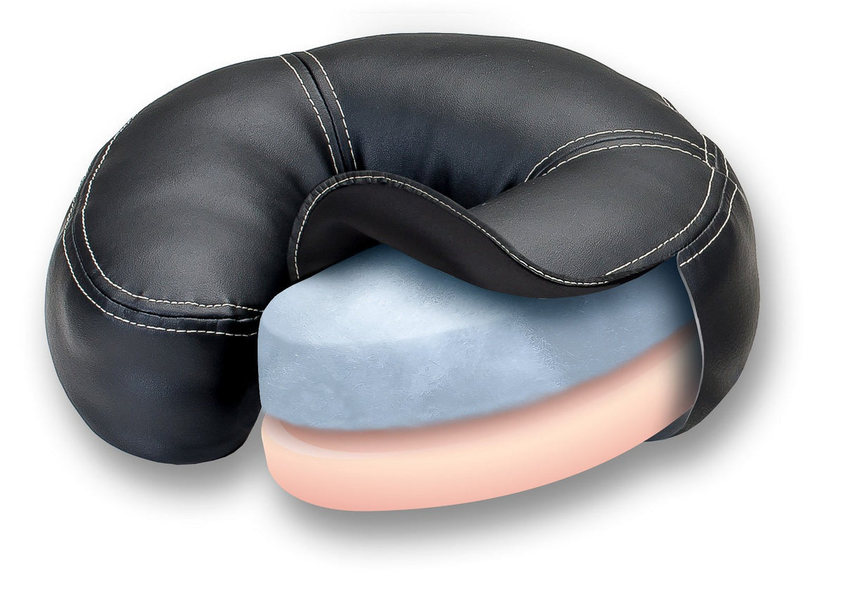 EarthLite Caress cam lever locks the headrest securely during massage