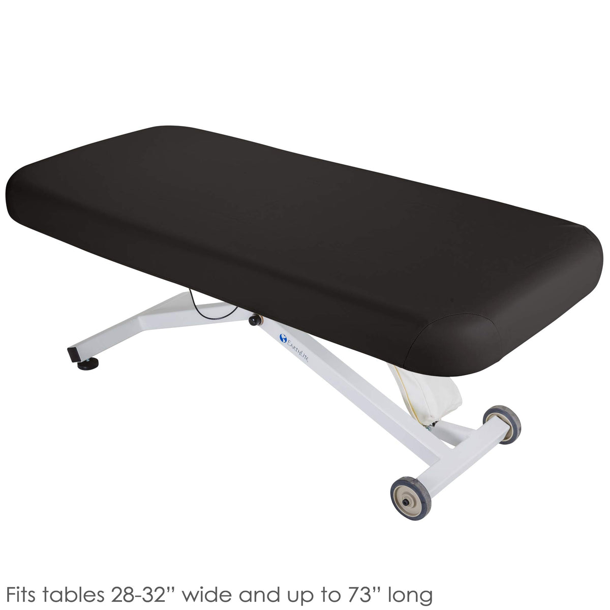 EarthLite cover on a table with round corners, demonstrating surface protection against oils and moisture