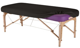EarthLite massage table cover close-up of stretchy Natursoft PU fabric for a snug protective fit