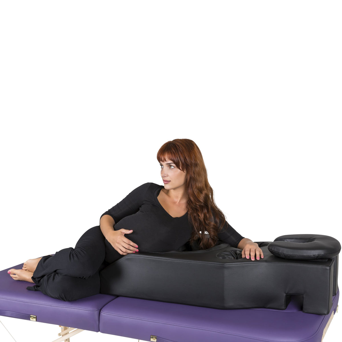 EarthLite pregnancy cushion breast recess close-up showing supported positioning