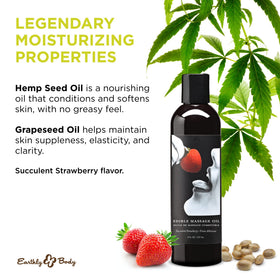 Close-up of strawberry-scented oil pouring to reveal rich, moisturizing slip