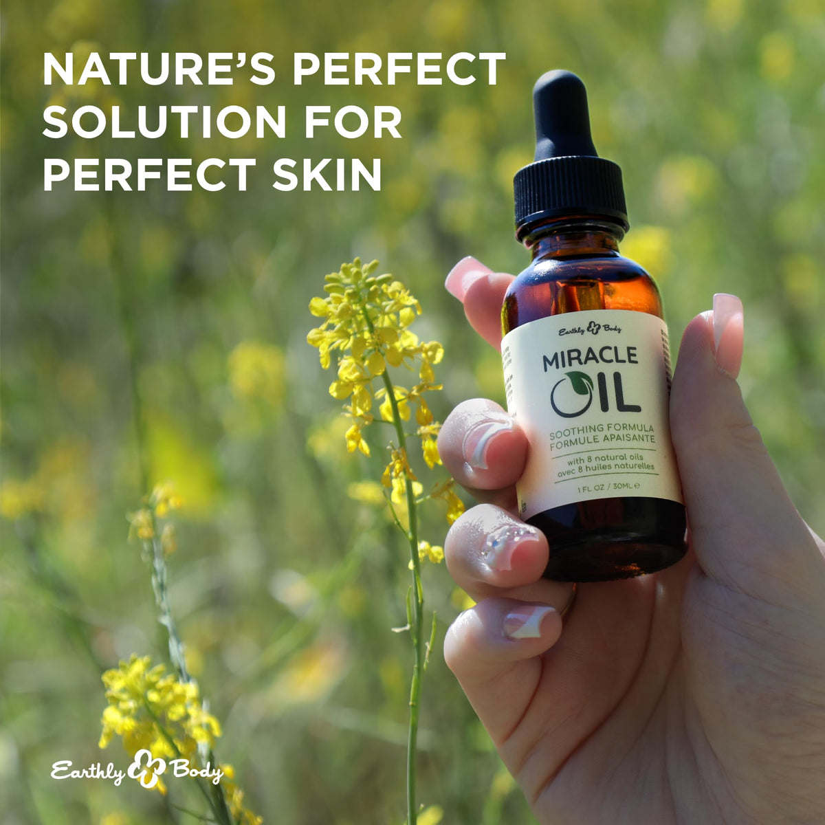 Earthly Body Miracle Oil skin application shows quick absorption and nourishing feel