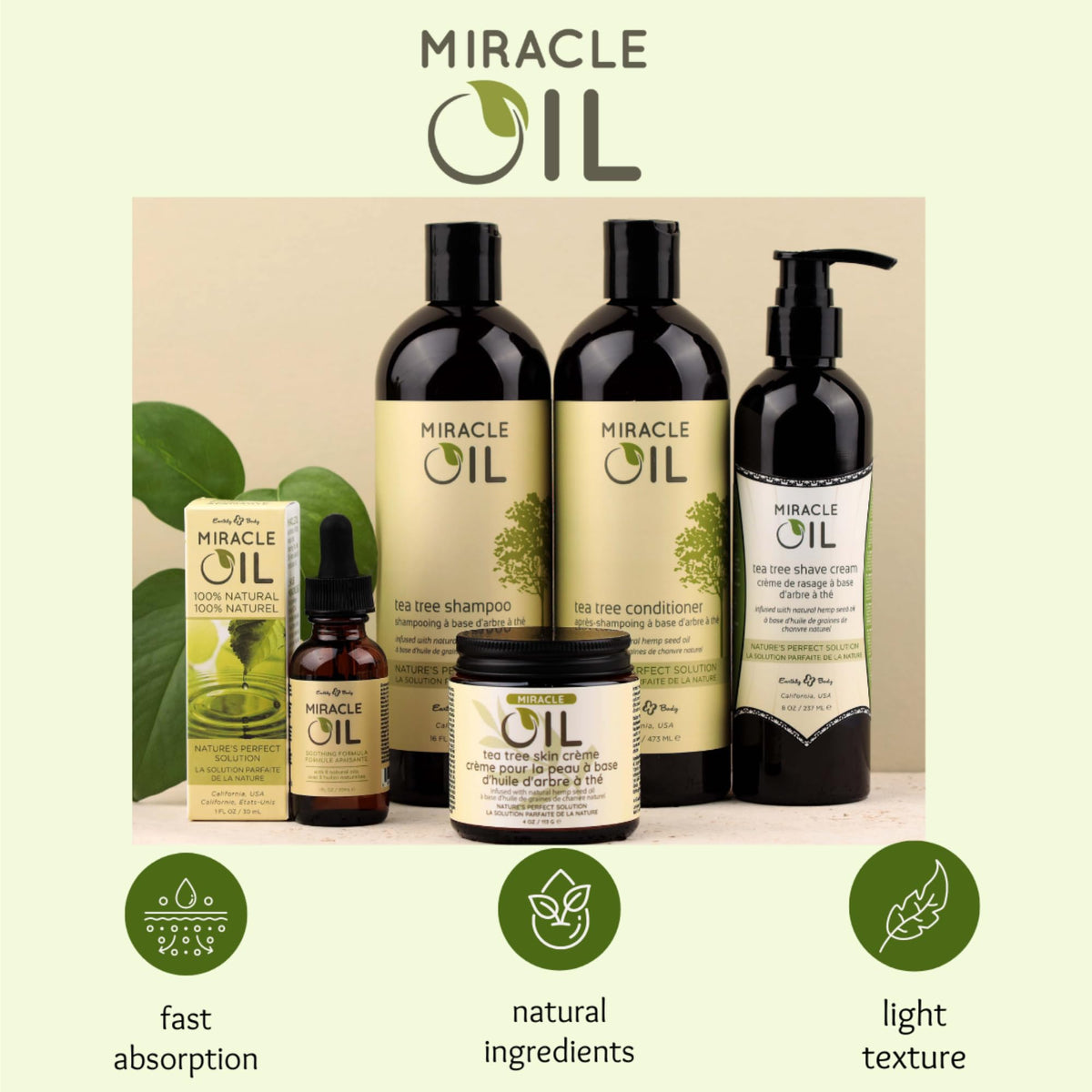 Earthly Body Miracle Oil texture on hand shows absorbent finish.