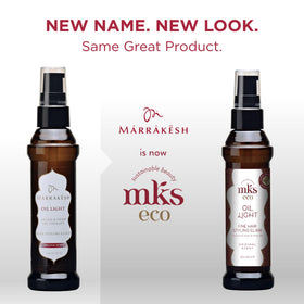 Pouring Earthly Body MKS Eco Hair Styling Elixir demonstrates quick absorption and styling control