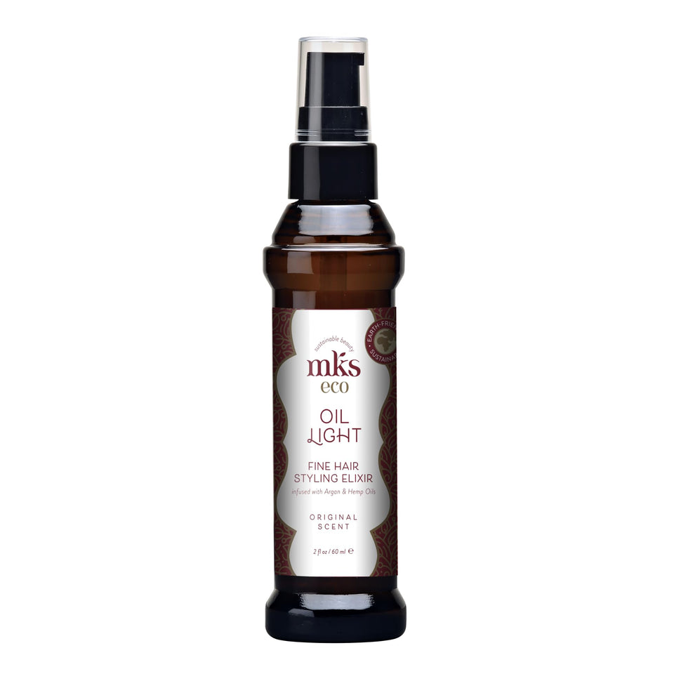 Earthly Body MKS Eco Hair Styling Elixir original bottle showing lightweight moisture for fine hair