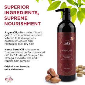 Earthly Body MKS eco Hydrate Conditioner argan oil droplets boost shine
