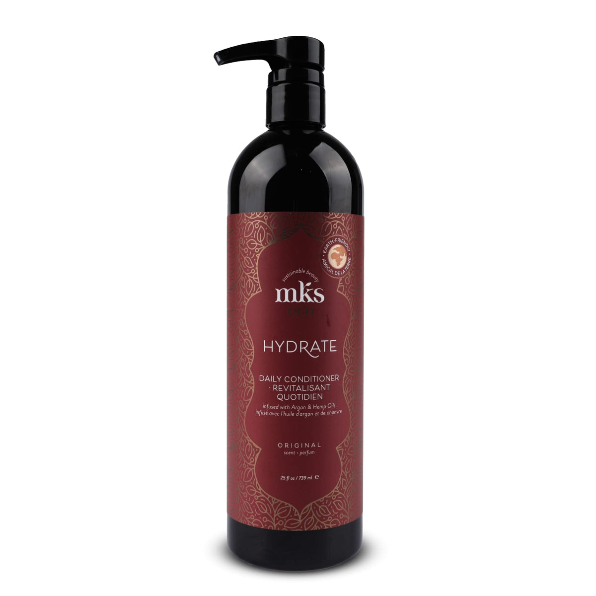 Earthly Body MKS eco Hydrate Conditioner bottle pour delivers lightweight hydration for frizz control