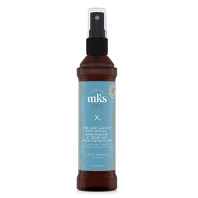 Earthly Body MKS eco X Fine Hair Leave-In bottle provides light hydration for fine hair.